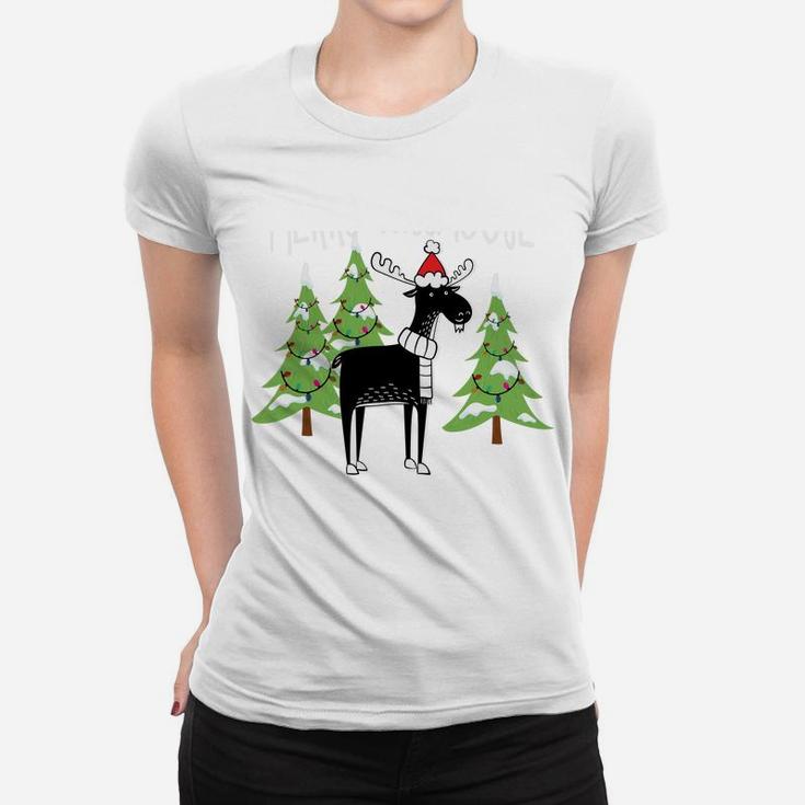 Funny Xmas Moose Pun Merry Kissmoose Tshirt Clothes Women Sweatshirt Women T-shirt