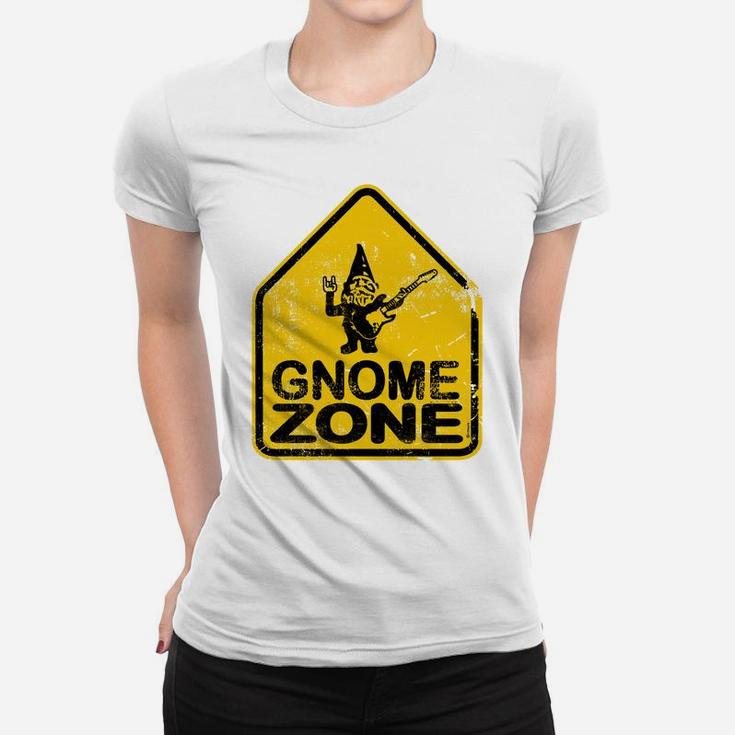 Garden Gnome Rocker Guitar Street Sign Women T-shirt