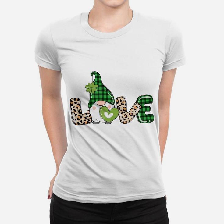 Gnome St Patricks Day Leprechaun Tomte Love Leopard Green Sweatshirt Women T-shirt
