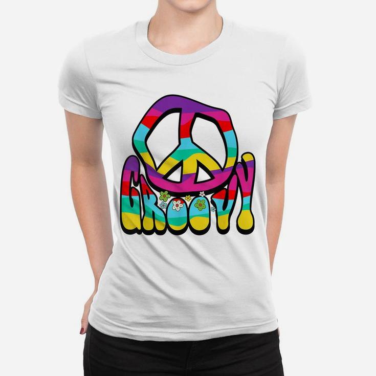 Groovy Hippie 60S 70S Peace Sign Symbol 1970S Flower Power Women T-shirt
