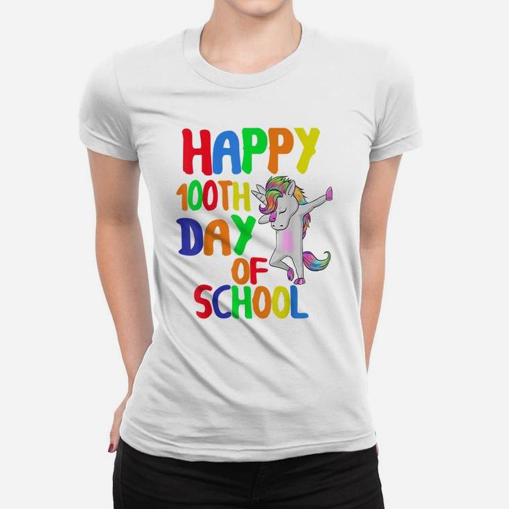 Happy 100Th Day Of School Funny T-Shirt Unicorn Dabbing Women T-shirt