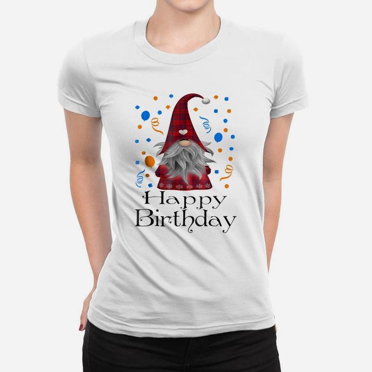 Happy Birthday Gnome Plaid T Shirt Cute Party Gifts Women T-shirt