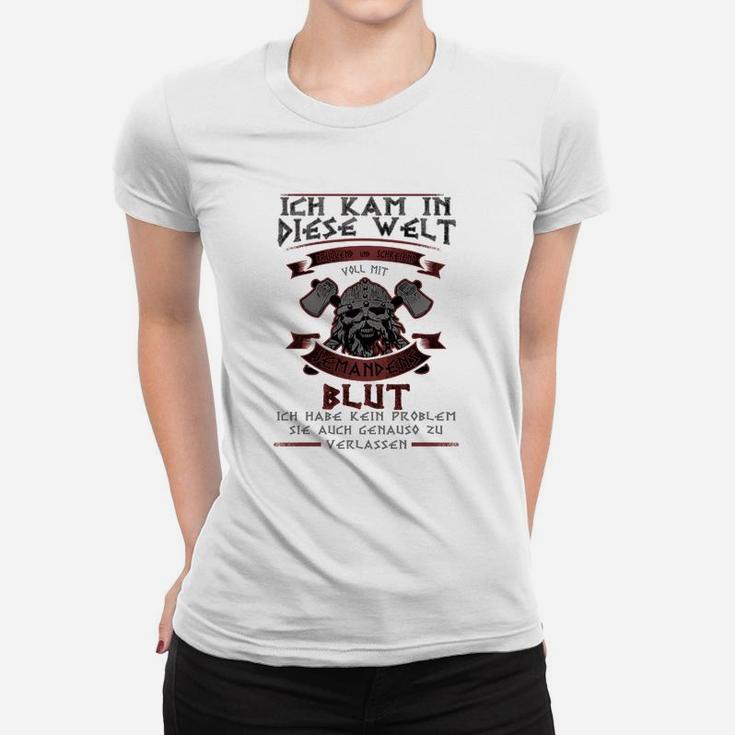 Herren-Frauen Tshirt Bulldoggen-Motiv, Ich kam in diese Welt Deutscher Spruch