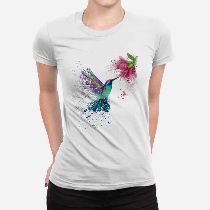 Hummingbird And Flower Bird Watcher Hummingbird Lover Women T-shirt