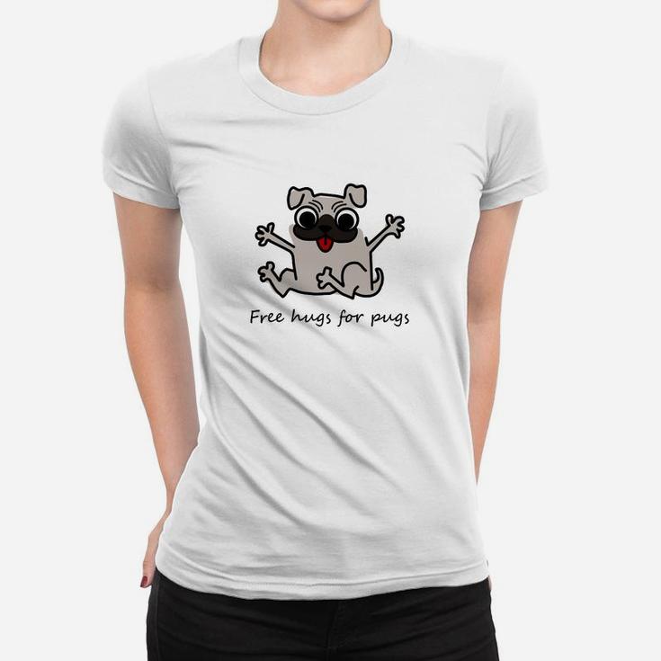 Hund Mops Free Hugs For Pugs Frauen T-Shirt