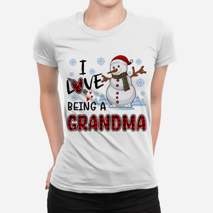 I Love Being A Grandma Cute Hearts Snowflakes Snowman Gifts Women T-shirt