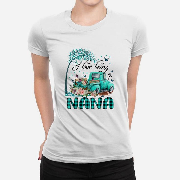 I Love Being Nana Truck Flower Women T-shirt