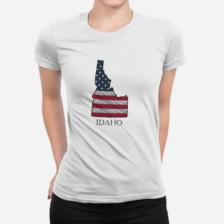 Idaho United States Flag Patriotic Map Id Women T-shirt