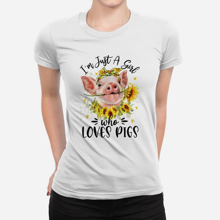 I'm Just A Girl Who Loves Pigs Flower Country Farmer Girl Women T-shirt