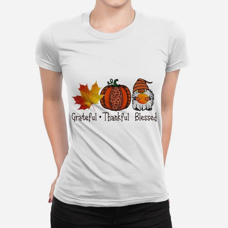 Ki Fall Leaves Pumpkin Gnome Thanksgiving Autumn Costume Women T-shirt