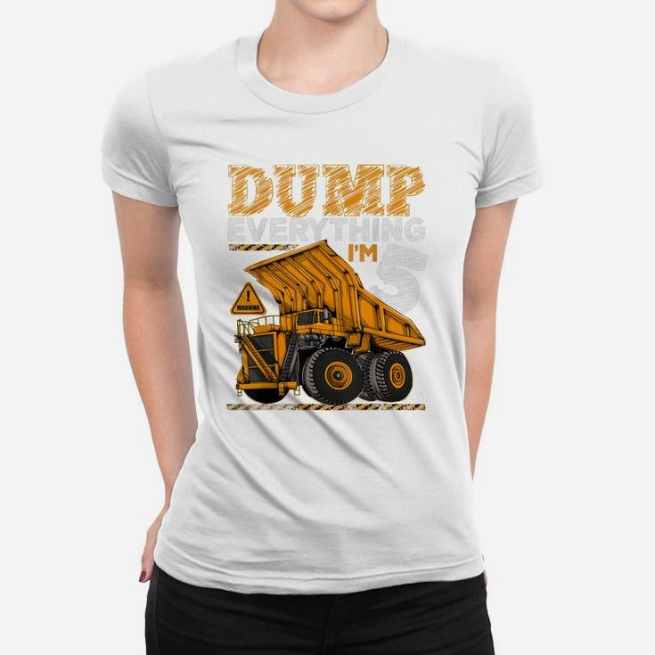 Kids 5 Years Old Construction Truck Dumper 5Th Birthday Boy Women T-shirt