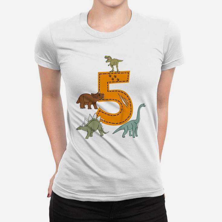 Kids 5Th Birthday  Boys Dino Dinosaurs Gift Birthday Women T-shirt