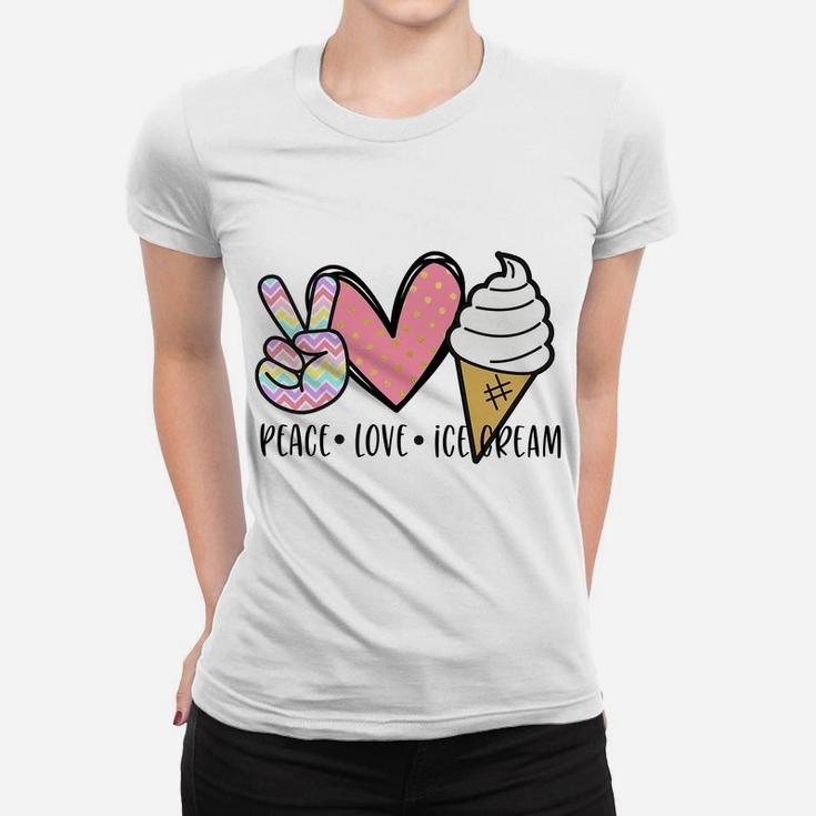 Kids Cute Kawaii Gift For Teen Girl Teenager Peace Love Ice Cream Women T-shirt