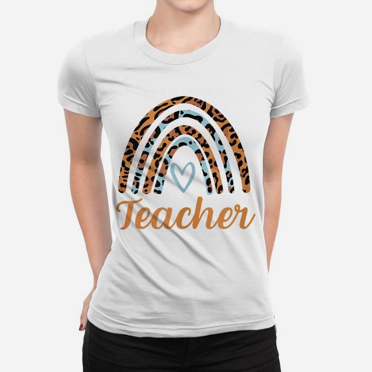 Leopard Boho Rainbow Teacher Love Women Women T-shirt