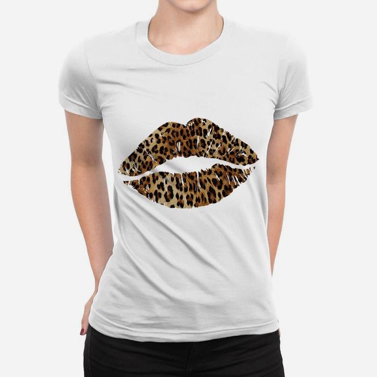 Leopard Lips Trendy Kiss Mouth Women Cheetah Animal Print Women T-shirt