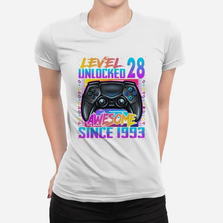 Level 28 Unlocked Awesome Since 1993 28Th Birthday Gaming Women T-shirt