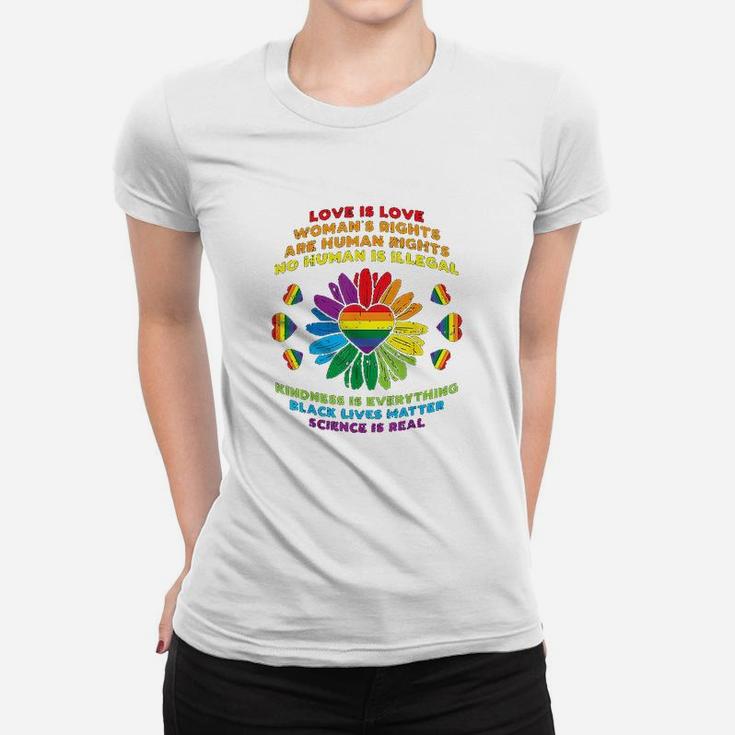 Love Lgbt Daisy Heart Black Gay Pride Equality Gift Women T-shirt