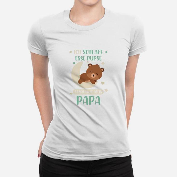 Lustiges Herren Frauen Tshirt Ich schlafe, esse, pups - Premium Papa Frauen Tshirt