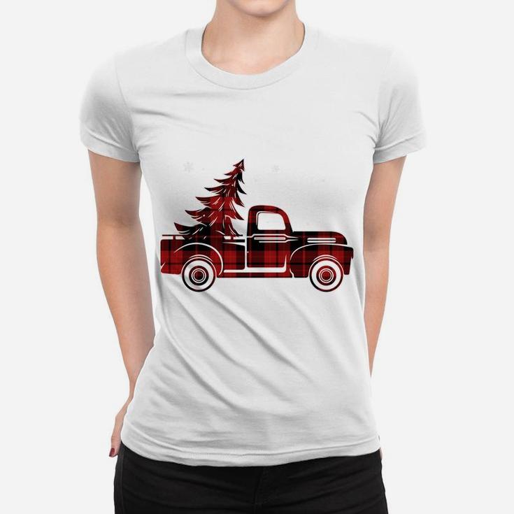 Merry Christmas Buffalo Truck Tree Red Plaid For Men Women Women T-shirt