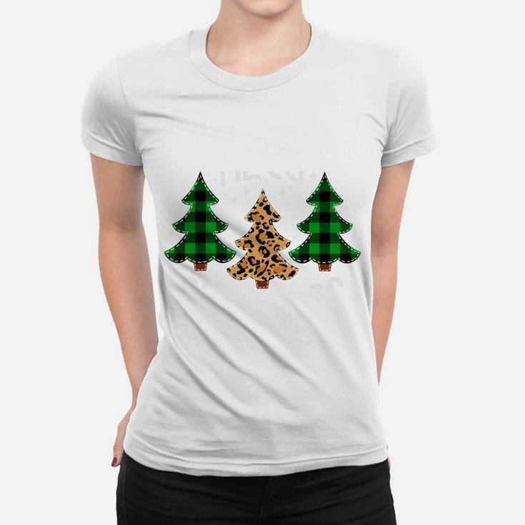 Merry Christmas Tee Leopard & Green Buffalo Plaid Xmas Tree Sweatshirt Women T-shirt