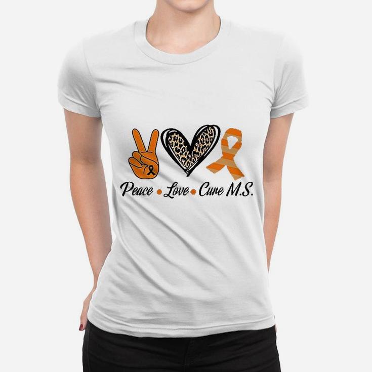 Multiple Sclerosis Awareness Peace Love Cure Women T-shirt