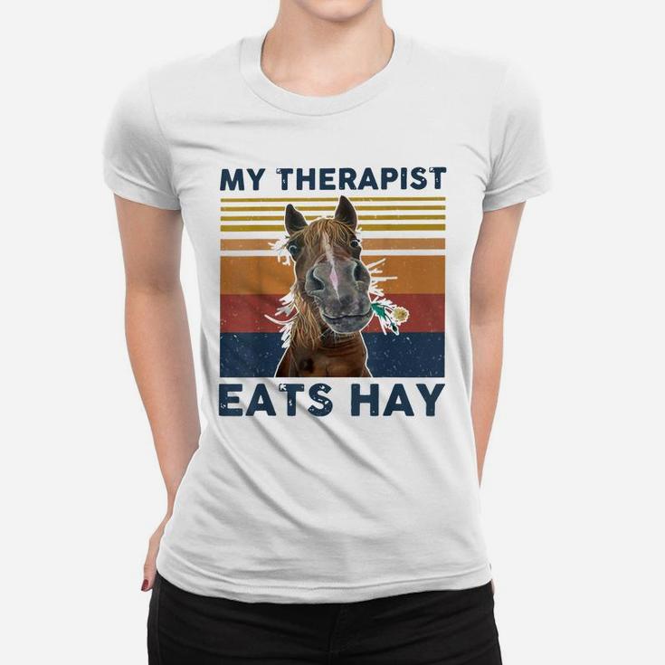 My Therapist Eats Hay Horse Flower Vintage Women T-shirt