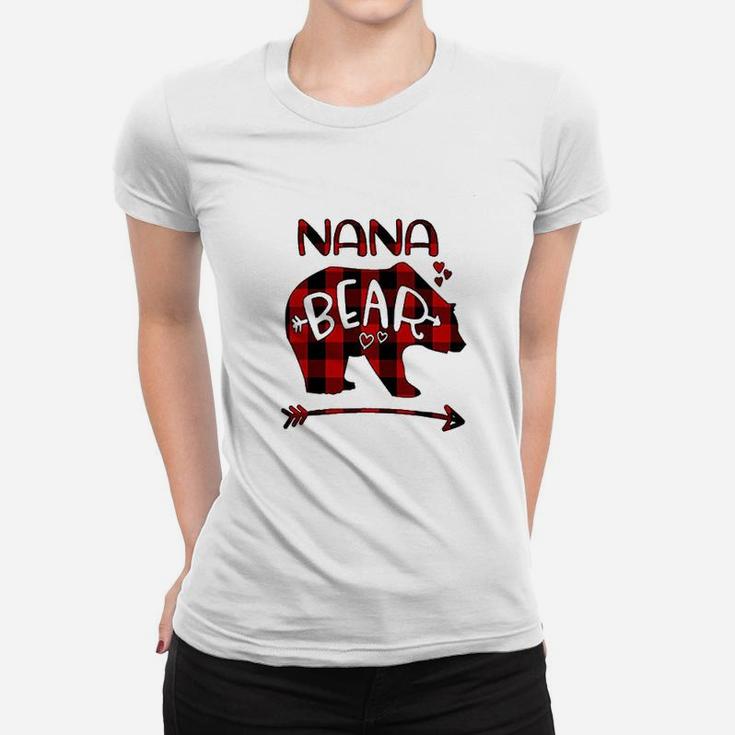 Nana Bear Red N Black Buffalo Plaid Bear Heart Women T-shirt