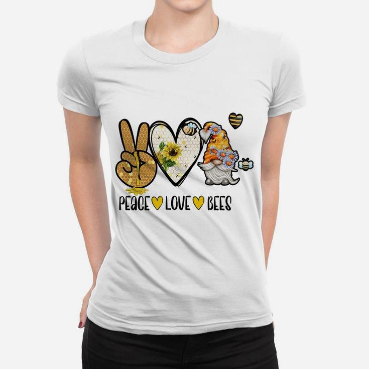 Peace Love Bees Gnome Sunflower Honey Graphic Tees Women T-shirt