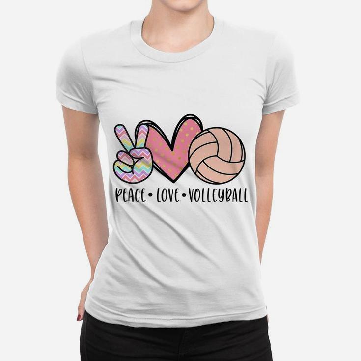 Peace Love Volleyball Cute Design For Women Teen Little Girl Women T-shirt