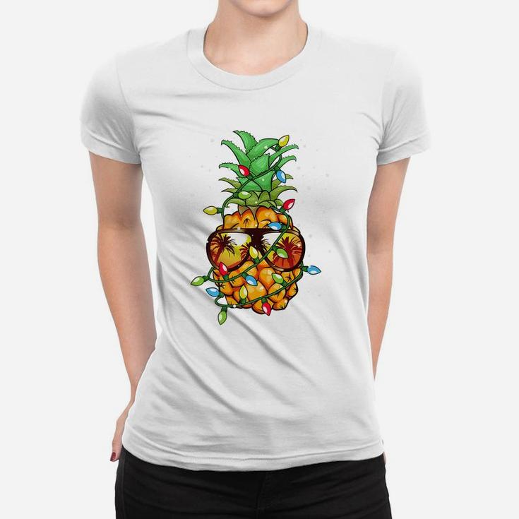 Pineapple Christmas Wear Sunglasses Xmas Lights Boys Gifts Women T-shirt