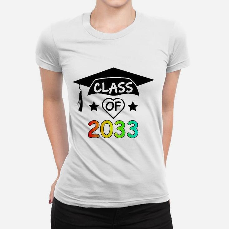Pre K 12Th Grade Hand Prints Space Graduation Class Of 2033 Women T-shirt