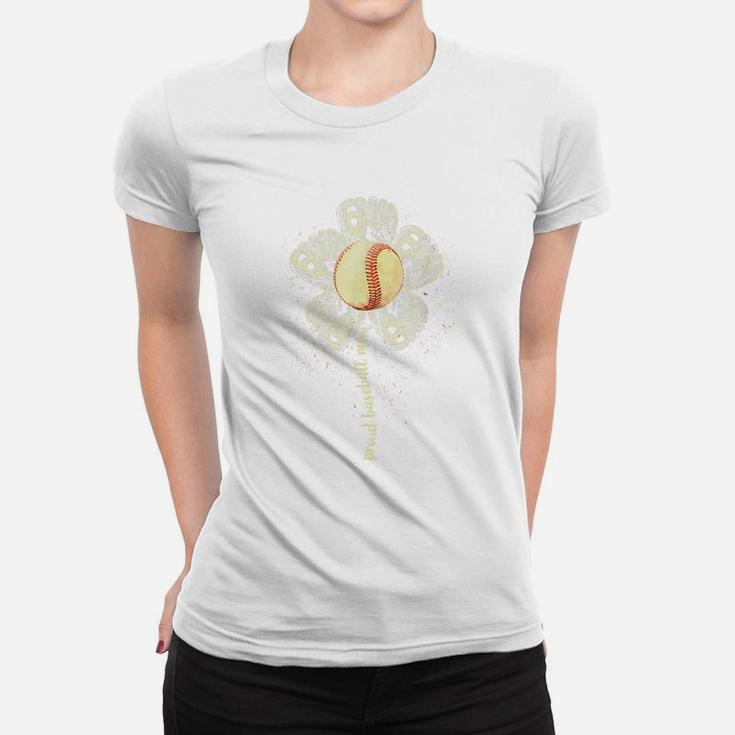 Proud Baseball Mom Flower Mothers Day Softball Tee Ball Gift Women T-shirt