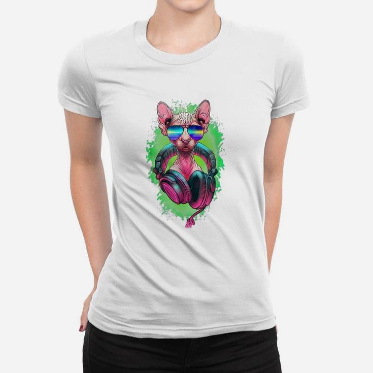 Rave Sphynx Edm Kitty Dj Kitten Cat Hairless Lovers Owner Women T-shirt