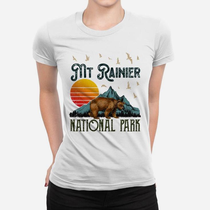 Retro Mt Rainier National Park Moutains Camping Bear Outdoor Women T-shirt