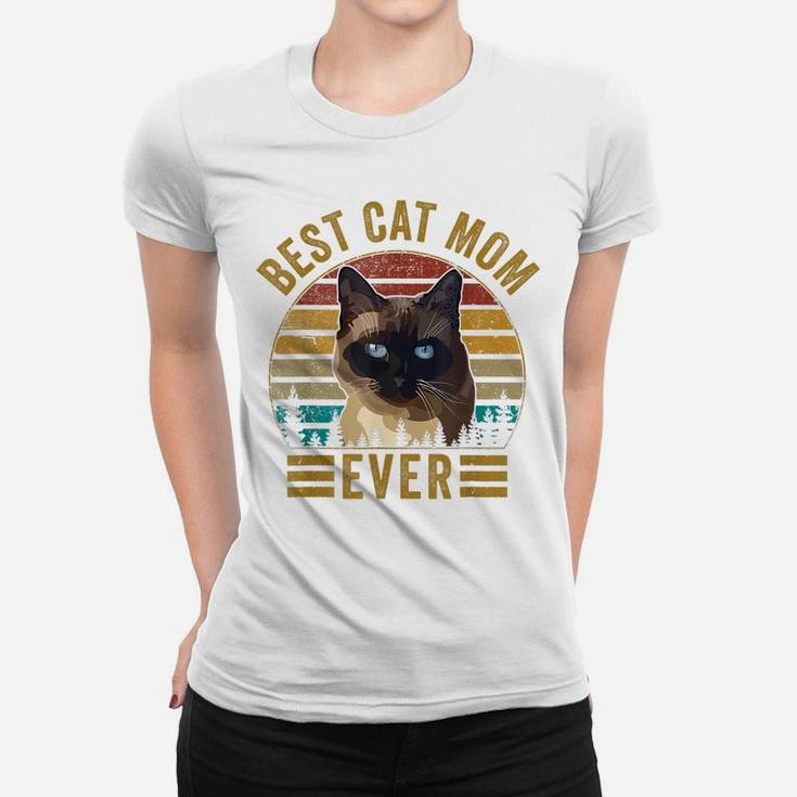 Retro Vintage Best Cat Mom Ever Mothers Day Siamese Cat Gift Women T-shirt