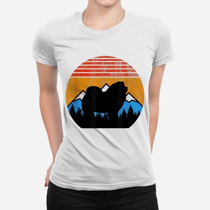 Retro Vintage Distressed Sunset And Mountains Chow Chow Women T-shirt