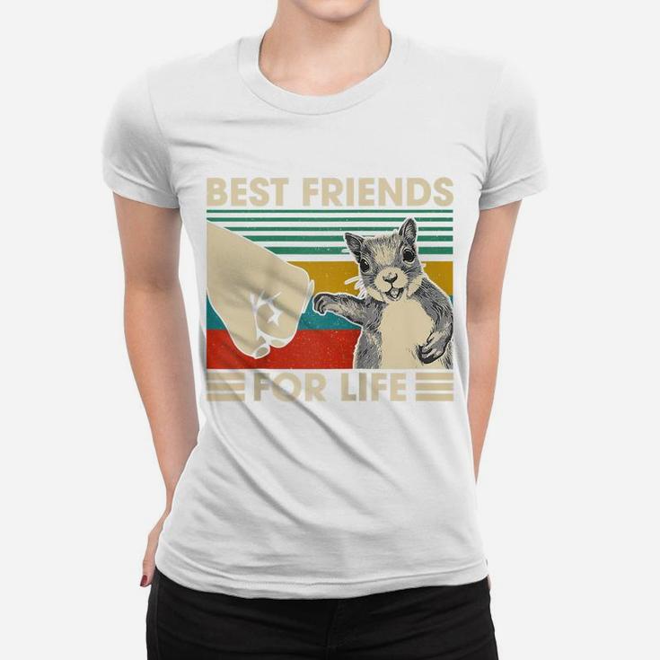 Retro Vintage Squirrel Best Friend For Life Fist Bump Raglan Baseball Tee Women T-shirt