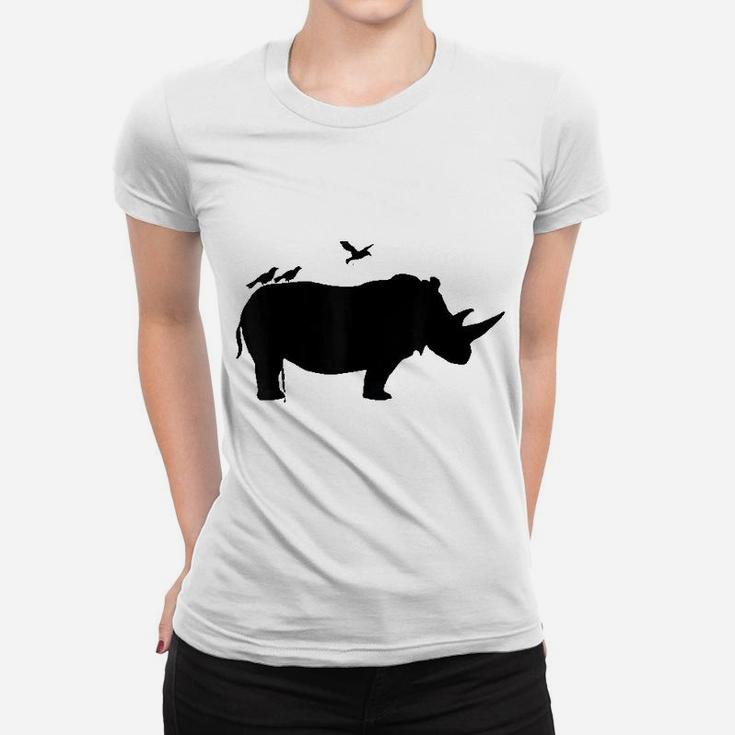 Rhino With Birds Rhinoceros Women T-shirt
