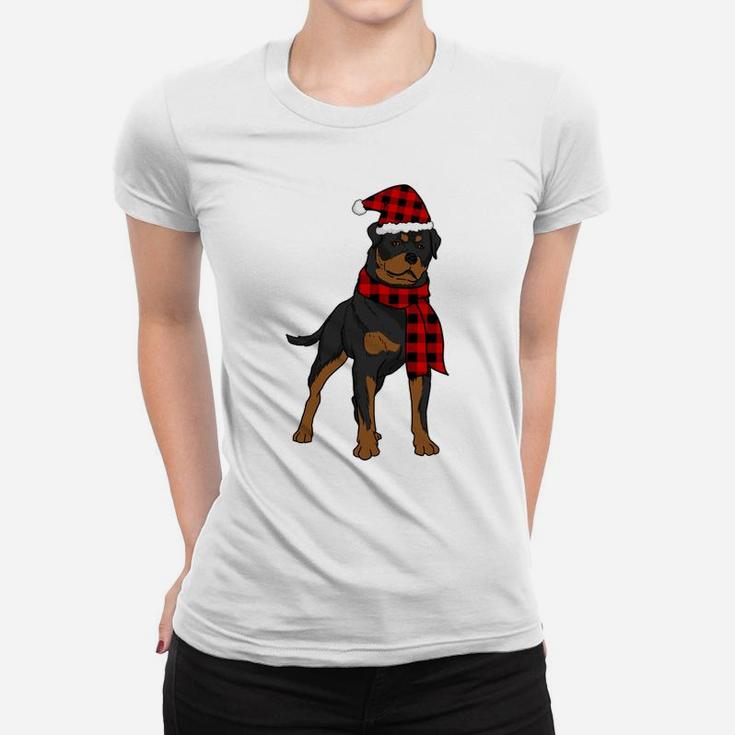 Rottweiler Buffalo Plaid Rotti Dog Lover Christmas Women T-shirt