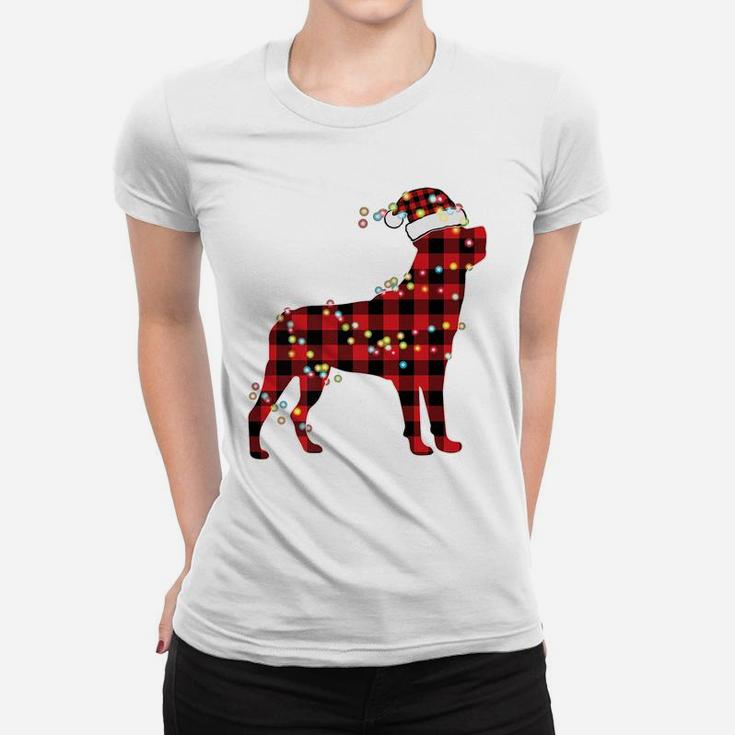 Rottweiler Christmas Red Plaid Buffalo Pajamas Xmas Dog Gift Women T-shirt