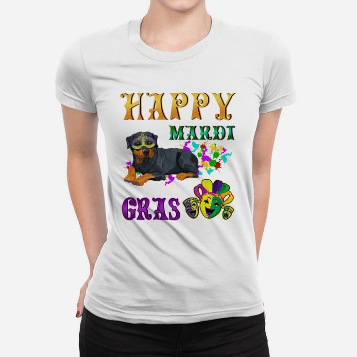 Rottweiler Dog Breed Happy Mardi Gras Festival Women T-shirt