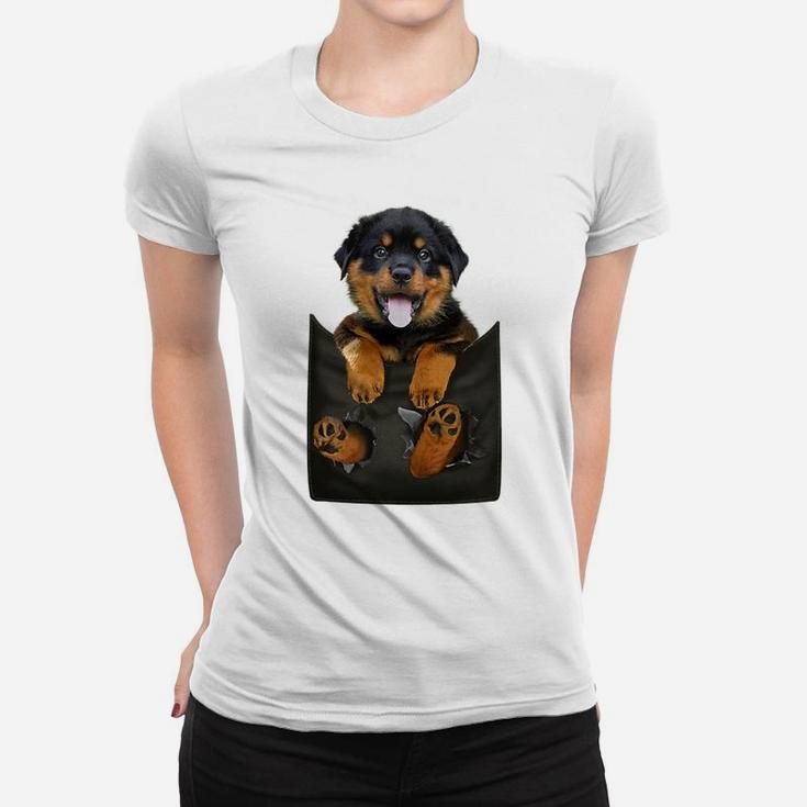 Rottweiler In Pocket Puppy Women T-shirt