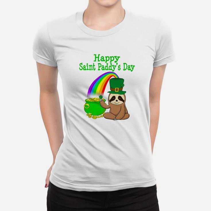 Saint Patricks Day Sloth Cute Funny St Pattys Kids Women T-shirt