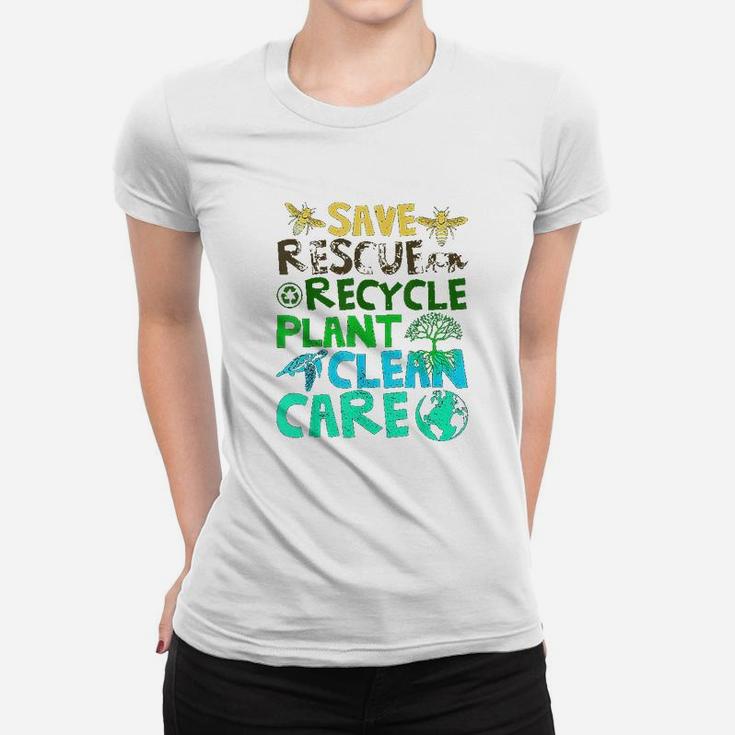 Save Bees Rescue Animals Recycle Plastict Earth Day Gifts Women T-shirt