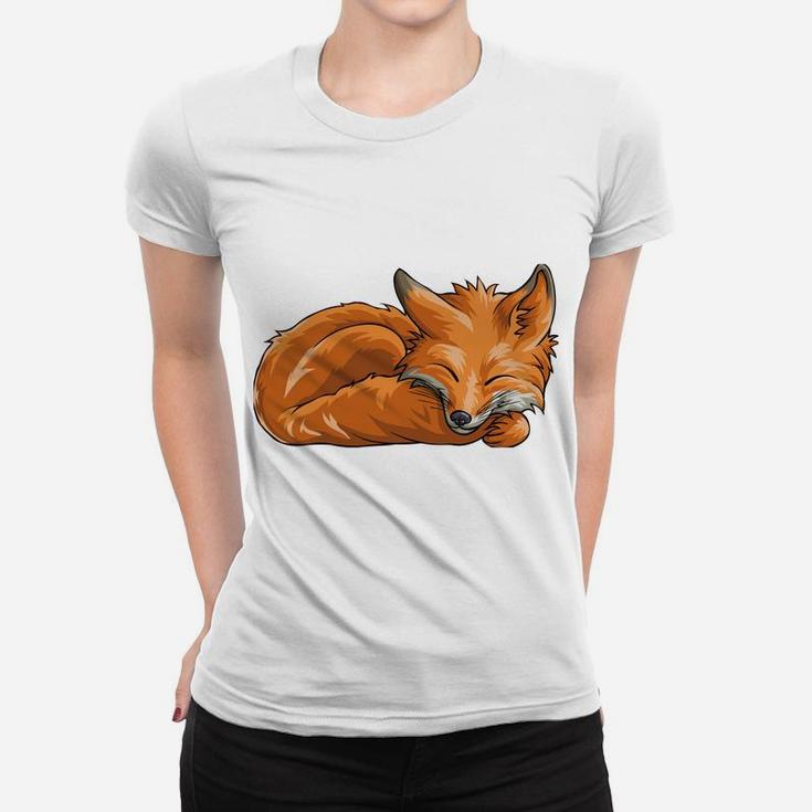 Sleeping Fox Animal Funny Woodland Creature Gift Women T-shirt