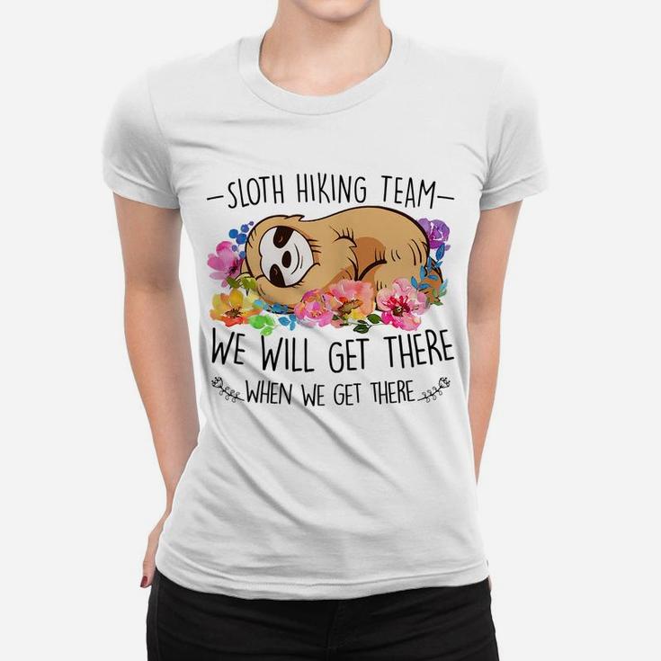 Sloth Hiking Team Tshirt Gift Mothers Day Funny Flower Women Women T-shirt