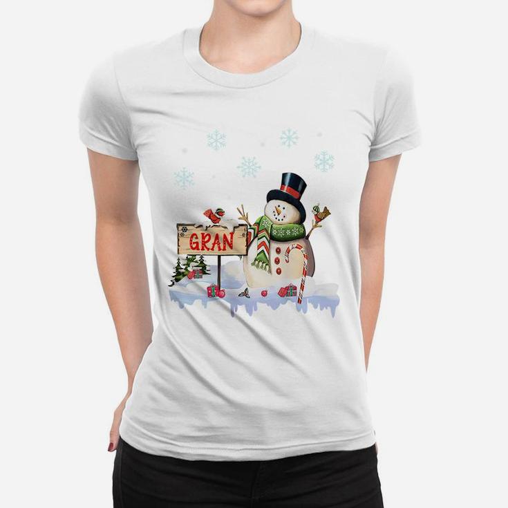 Snowman Gran Freeze Christmas Party Gift Xmas Women T-shirt