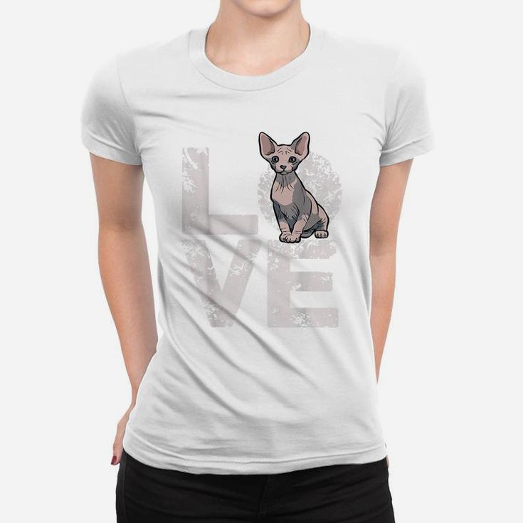 Sphynx Cat Hairless Cat Lovers Owner Valentines Day Gift Women T-shirt