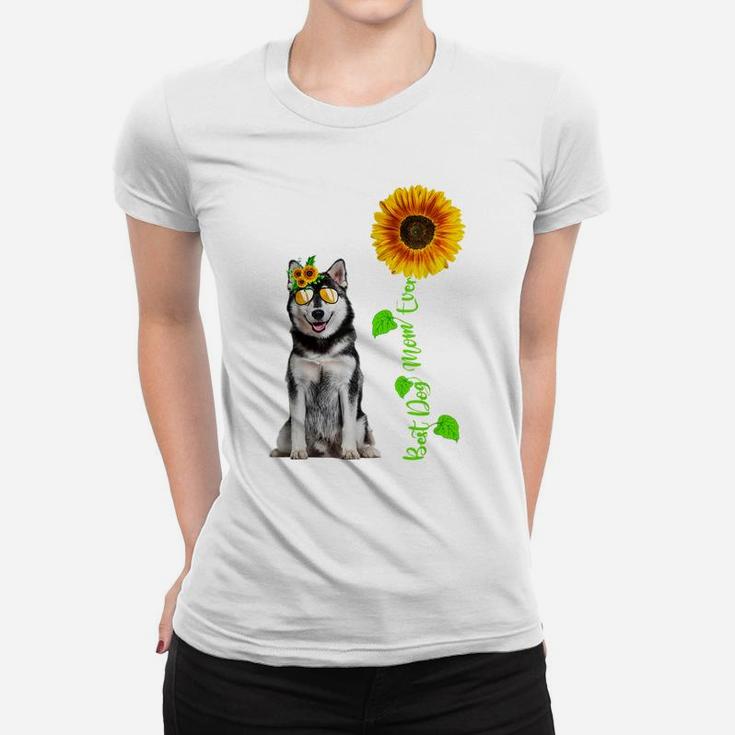 Sunflower Best Dog Mom Ever Funny Siberian Husky Dog Lovers Women T-shirt