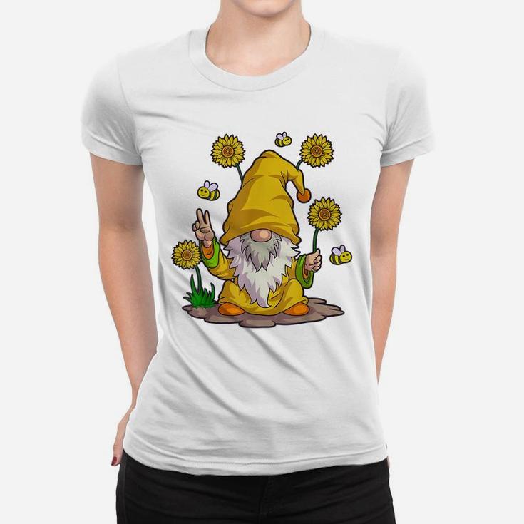 Sunflower Gnome Shirt Women Buffalo Plaid Girls Flower Lover Women T-shirt